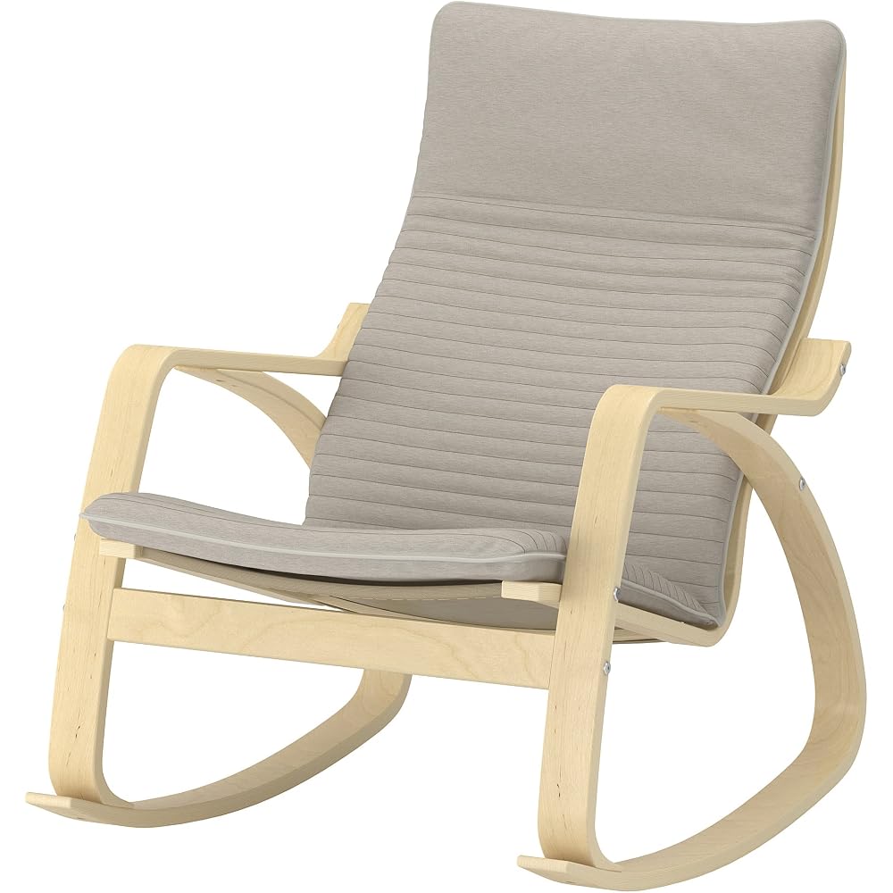 POÄNG Rocking-chair, birch veneer/Knisa light beige