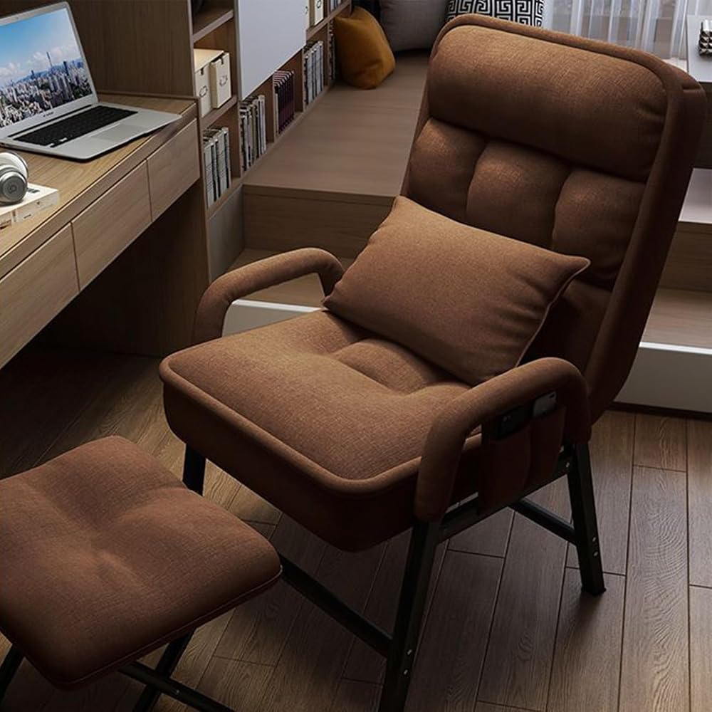 Modern Adjustable Backrest Loun Chair with Metal e – Comfortable Armchair with Footrest and Side kets for Living Room and Bedroom