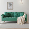 Modern 70" Velvet Sofa Bed Futon,Convertible Sleeper Couch with Adjustable Backrest, Split Back Loveseat with Golden Chrome Legs & 2 Pillows for Small Spaces,Living Room, Apartment (Green)