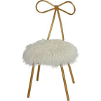 Tilly Accent Chair with Bow Detail, White Faux Fur