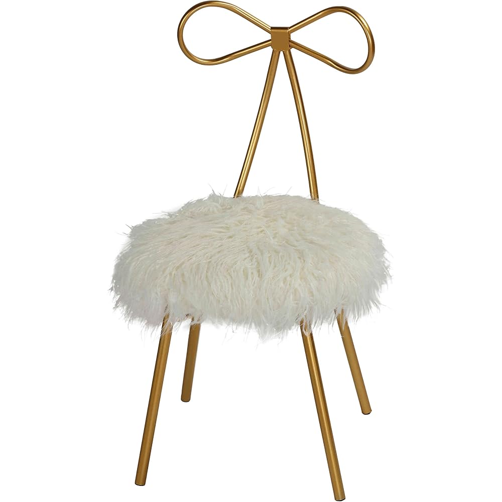 Tilly Accent Chair with Bow Detail, White Faux Fur