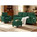 2 PCS Sectional Sofa Set, Convertible Sofa and Accent Chair, Small 3 Seat L Shaped Couch with Storage Ottoman and Side Pockets, Modern Couch for Living Room, Office, Apartment, Green