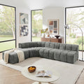 Modular Chenille Sectional Sofa with Curved L-Shape Design & Detachable Ottoman, Soft High-Density Fabric for Living Room, Apartment, Small Space, No Assembly Required, Dark Gray