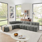 Modular Chenille Sectional Sofa with Curved L-Shape Design & Detachable Ottoman, Soft High-Density Fabric for Living Room, Apartment, Small Space, No Assembly Required, Dark Gray