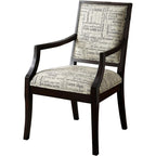 Niam Letter Patterned Padded Fabric Arm Chair, Espresso Finish