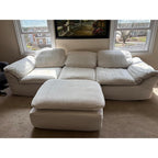 112" Cloud Couch with Padded Armrests & Moveable Ottoman Dark Grey