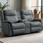 Loveseat Recliner Sofa, Reclining Loveseat Couch, Reclining Couch with Console, USB Port, US Outlets, and Cup Holders, 2-Seater Sofa for Living Room