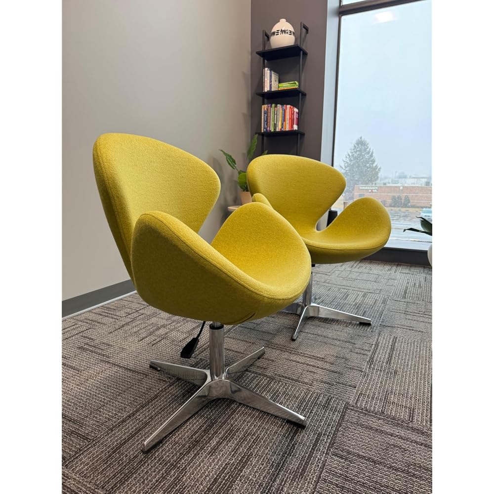Raspberry Adjustable Swivel Accent Chair with 360° Turn, Polished Chrome Base, Modern Retro Design, Versatile Seat Ideal for Any Room, Set of 1, Blue