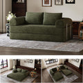 75" Convertible Futon Sofa Bed, Boneless Couch with Smarts Coil® Support & High-Density Foam, No Assembly Corduroy Folding Loveseat Floor Sleeper for Living Room, Apartment, Bedroom, Green