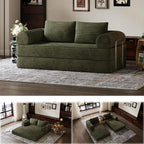 75" Convertible Futon Sofa Bed, Boneless Couch with Smarts Coil® Support & High-Density Foam, No Assembly Corduroy Folding Loveseat Floor Sleeper for Living Room, Apartment, Bedroom, Green