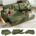81" LED L-Shaped Sectional Couch, Sleeper Sofa Bed for Living Room, Green