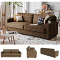 80 Inch Brown Faux Leather Sofa Couch