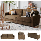 80 Inch Brown Faux Leather Sofa Couch