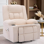 Rocker Recliner Chair with Massage and Heat, Nursery Rocking Chairs for Living Room, Ergonomic Comfy Relining Chair with Cup Holders, USB Charge Port, Side Pockets, Comfortable Arm, Single Sofa, Beige