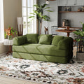 78" Corduroy Convertible Sofa Bed with Pull-Out Bed, Olive Green