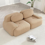 Modular Sectional Sofa Boneless Couch Corduroy Cloud Couch, Modern Deep Seat Sectional Couches for Living Room, 82" Loveseat Apartment Sofa Small Couches for Small Spaces, No Assembly(Camel)