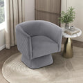 360 Degree Swivel Accent Chair, Modern Comfy Velvet Barrel Chair, Diamond Stitched Details, Plush Foam Cushions, Metal Swivel Base, for Living Room/Bedroom/Apartment/Office, Gray